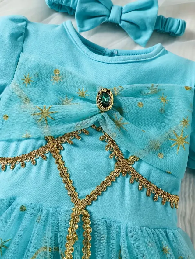 Disfraz De Princesa De Jazmín Aladino Con Diadema Para Bebé, vista 2
