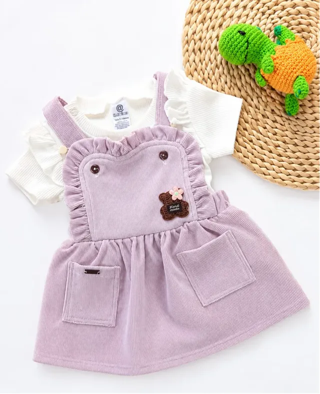 Jardinera Lila con Camisa Blanca Para Bebé Niña