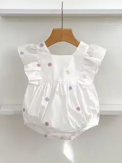 Romper Blanco de Flores Para Bebé Niña