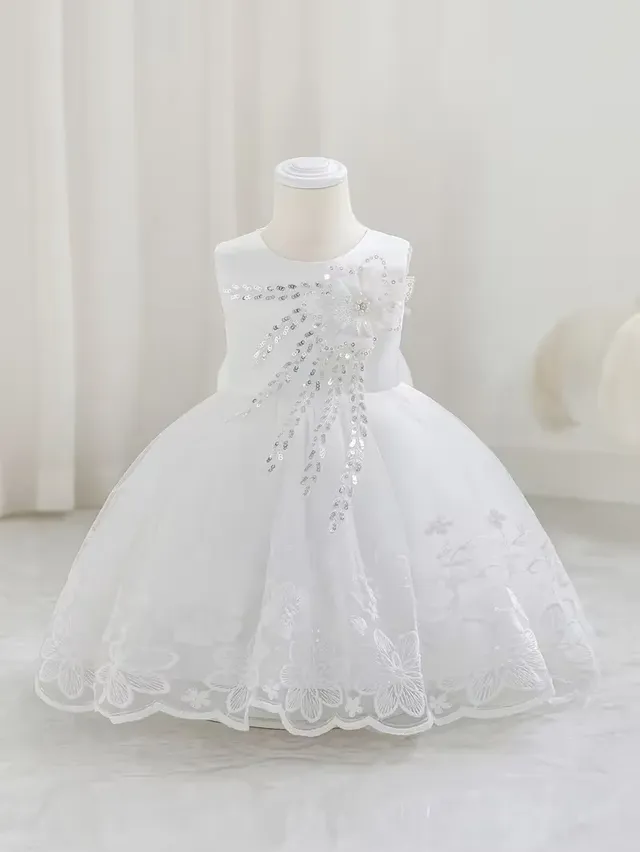 Vestido Blanco De Bautizo Para Niña