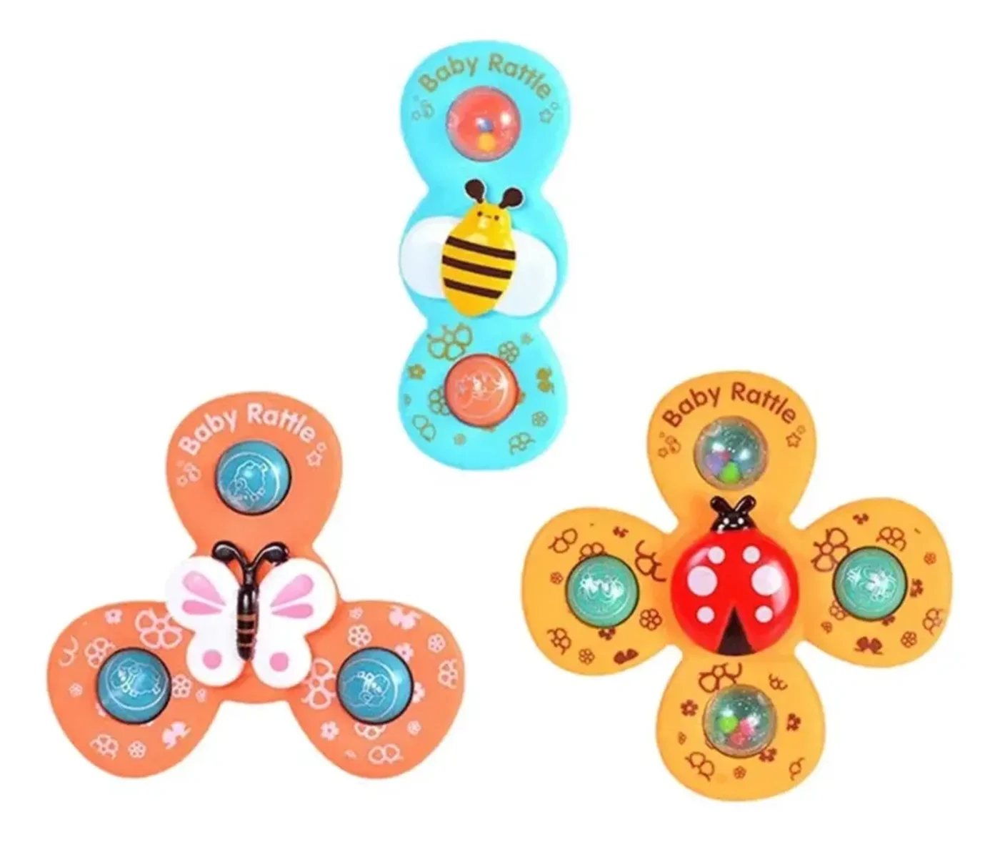 Set x 3 Juguete Sensorial de Colores con Ventosa Para Bebé