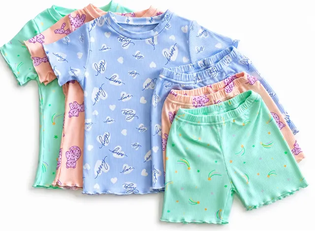 Set x 3 Conjuntos Camisa y Short Para Bebé Niña-Varían los Diseños