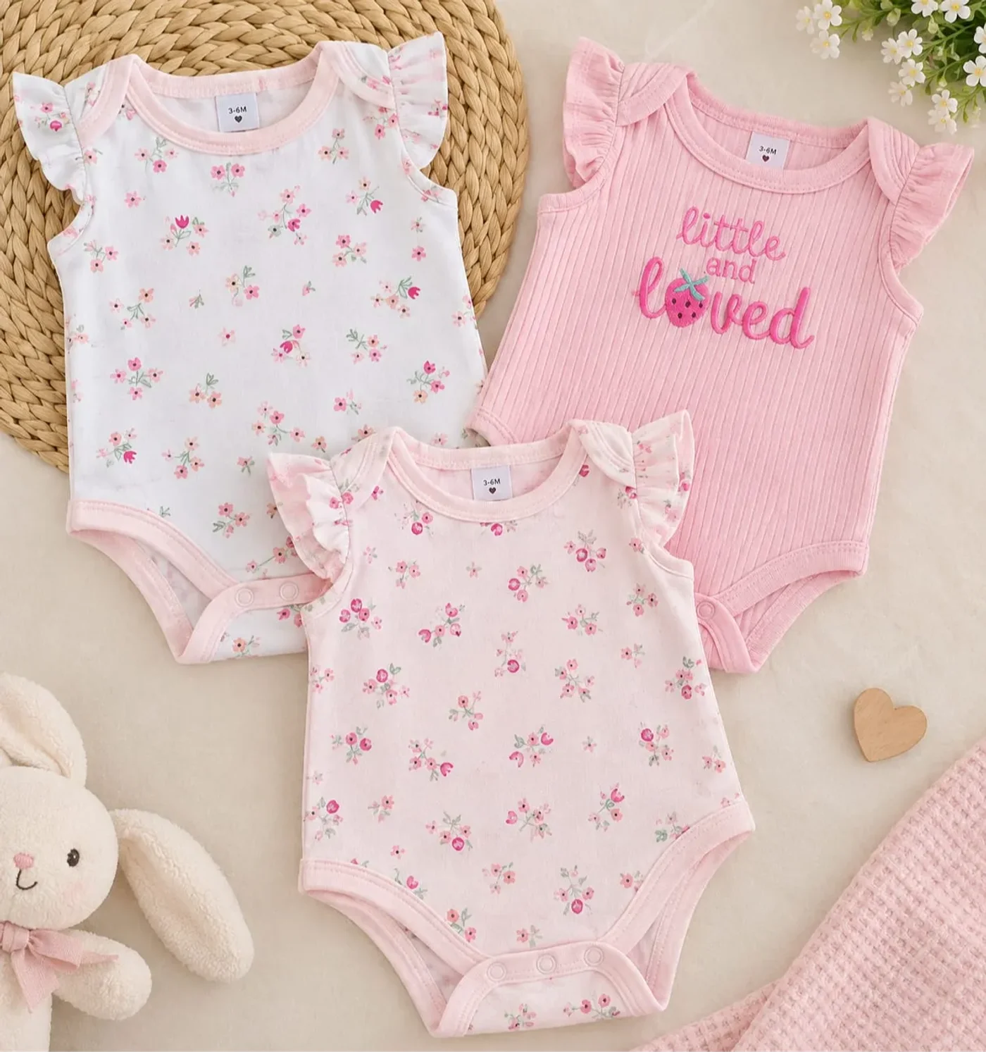 Bodys x3 De Niña Rosado