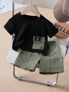 Conjunto Short y Camisa Negra Para Bebé Niño