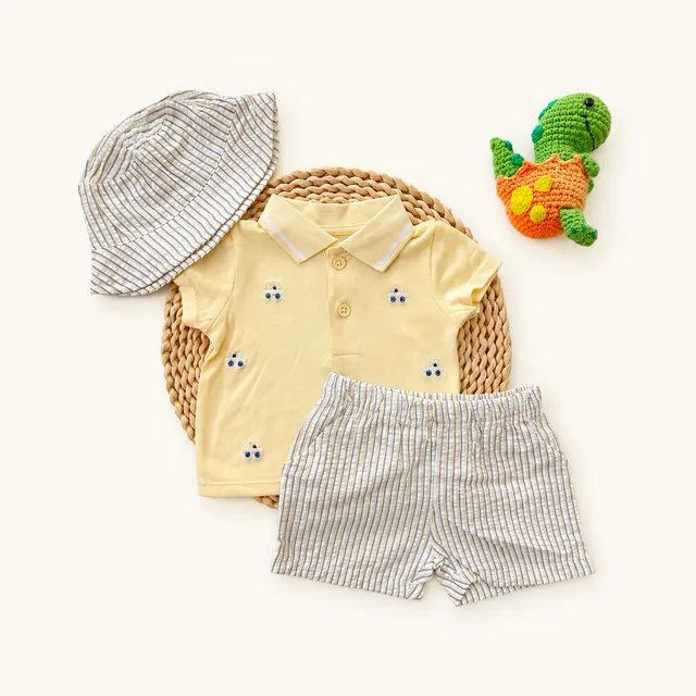 Conjunto De 3 Pieza, Polo, Short y Sombrero Amarillo