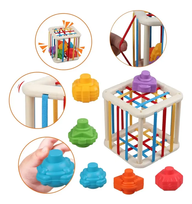 Cubo Montessori Elástico de Colores Para Bebés, vista 2