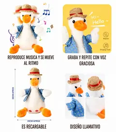 Pato Musical, Canta, Se Mueve, Repite Voz Para Bebé