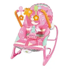 Silla Mecedora Vibradora De Bebé Color Rosada Con Toldillo