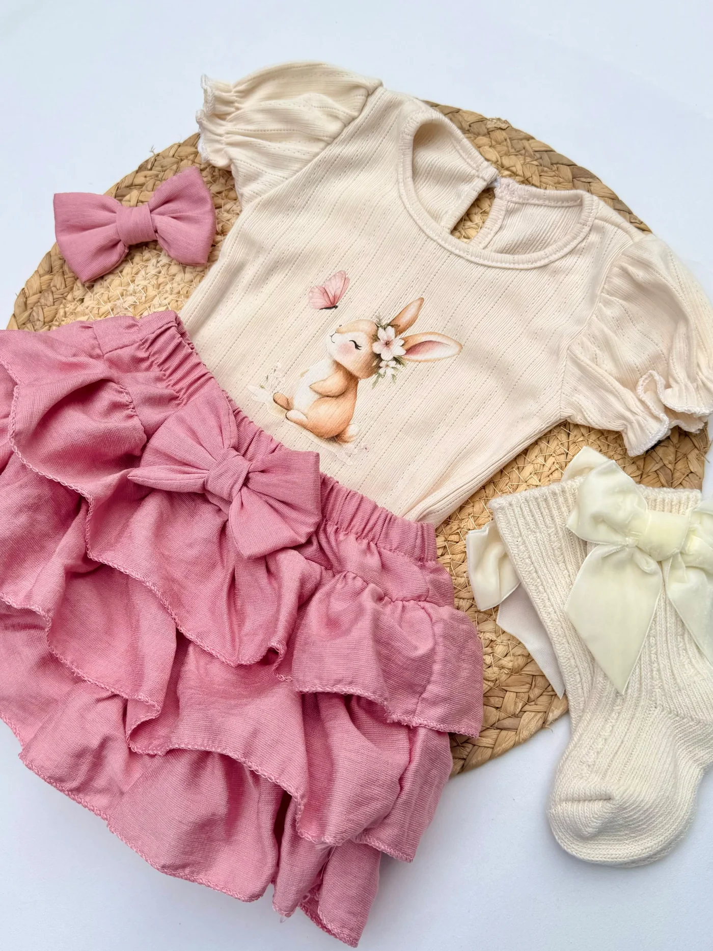 Conjunto Camisa con Falda de Bolero y Diadema Rosado