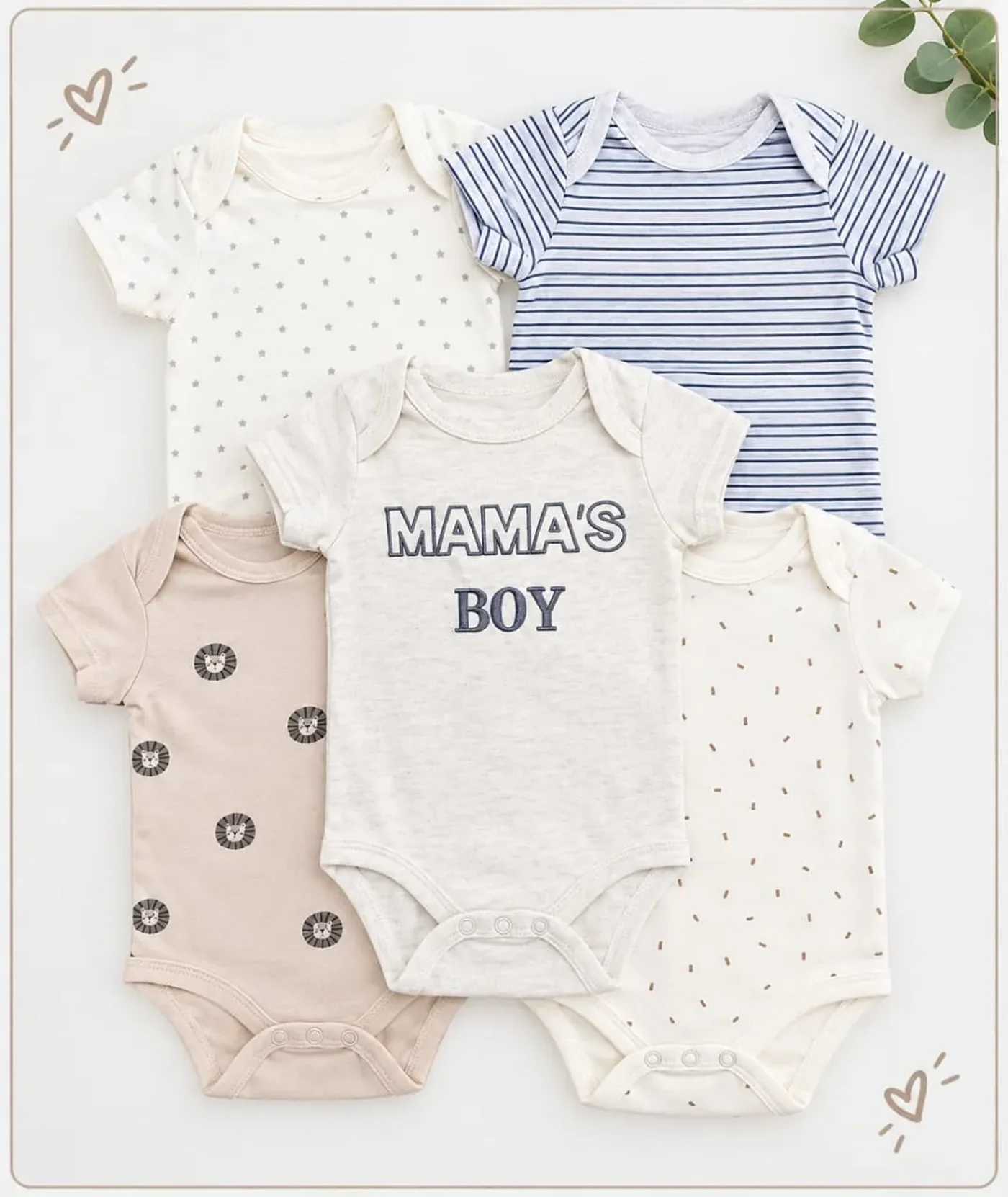 Bodys X 5 Para Bebe Niño Variedad color
