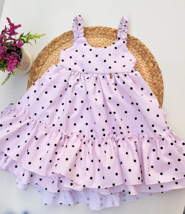 Vestido Rosado Con Pepas Para Bebé Niña