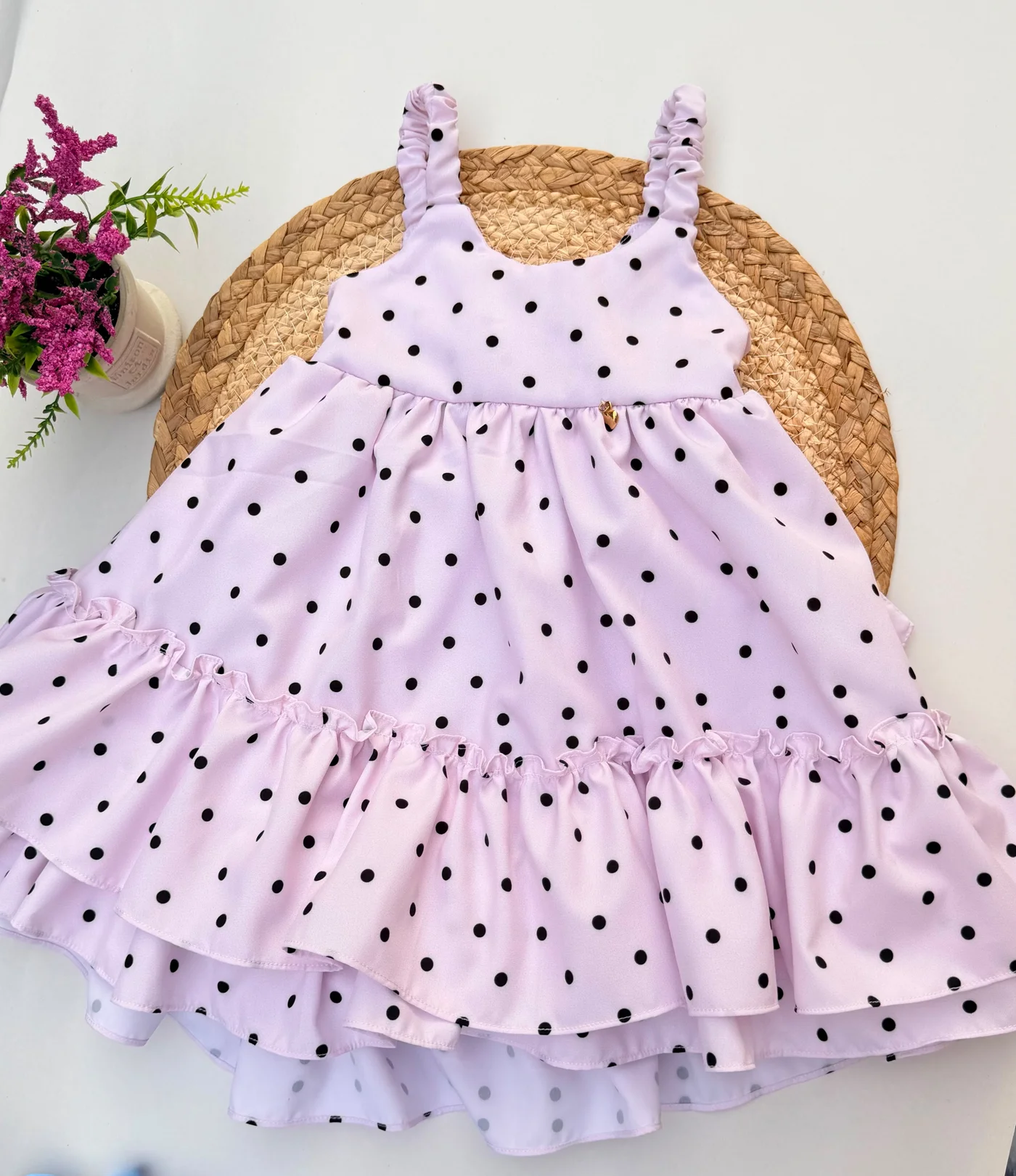 Vestido Morado Con Pepas De Niña