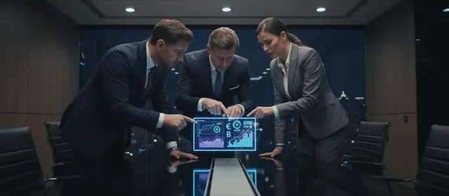 Equipo ejecutivo analizando información financiera