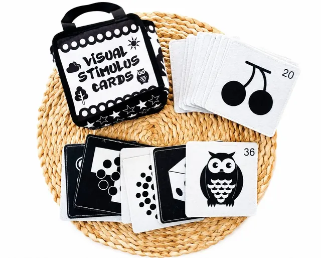 Tarjetas Sensoriales Para Bebe Blanco y Negro