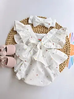 Asoleador Blanco de Arcoiris con Diadema Para Bebé Niña