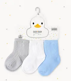 Set x 3 Medias Blanca, Gris y Azul