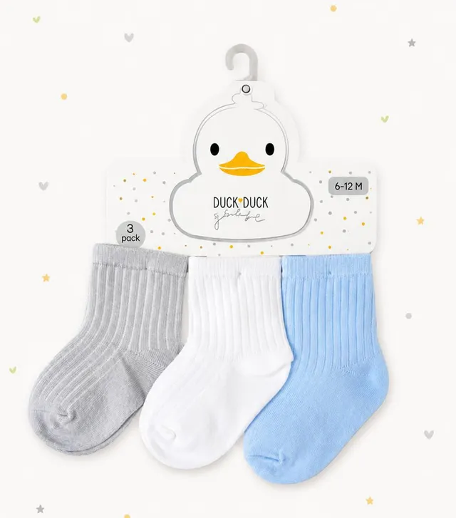 Set x 3 Medias Blanca, Gris y Azul