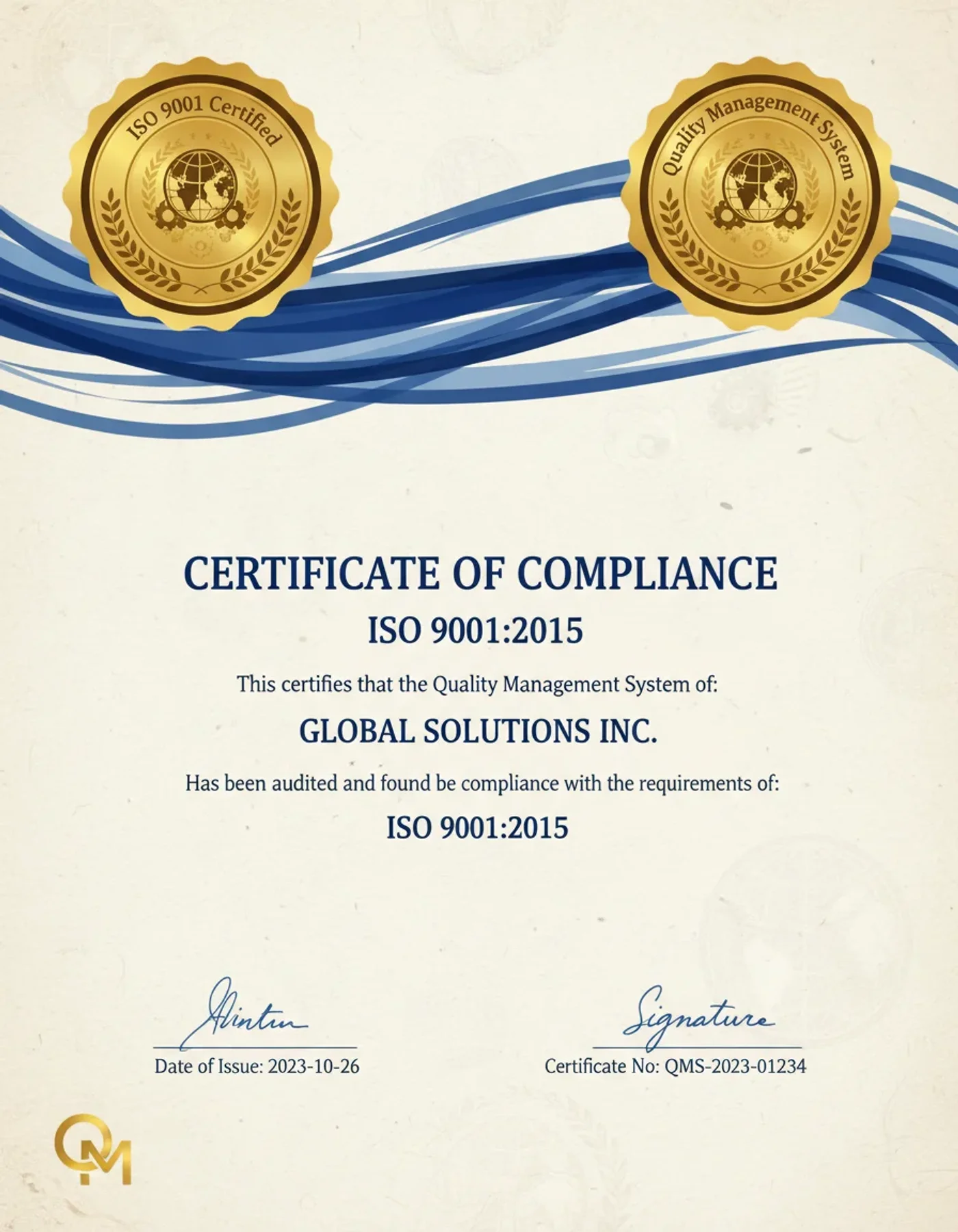 Certificado de cumplimiento ISO 9001:2015