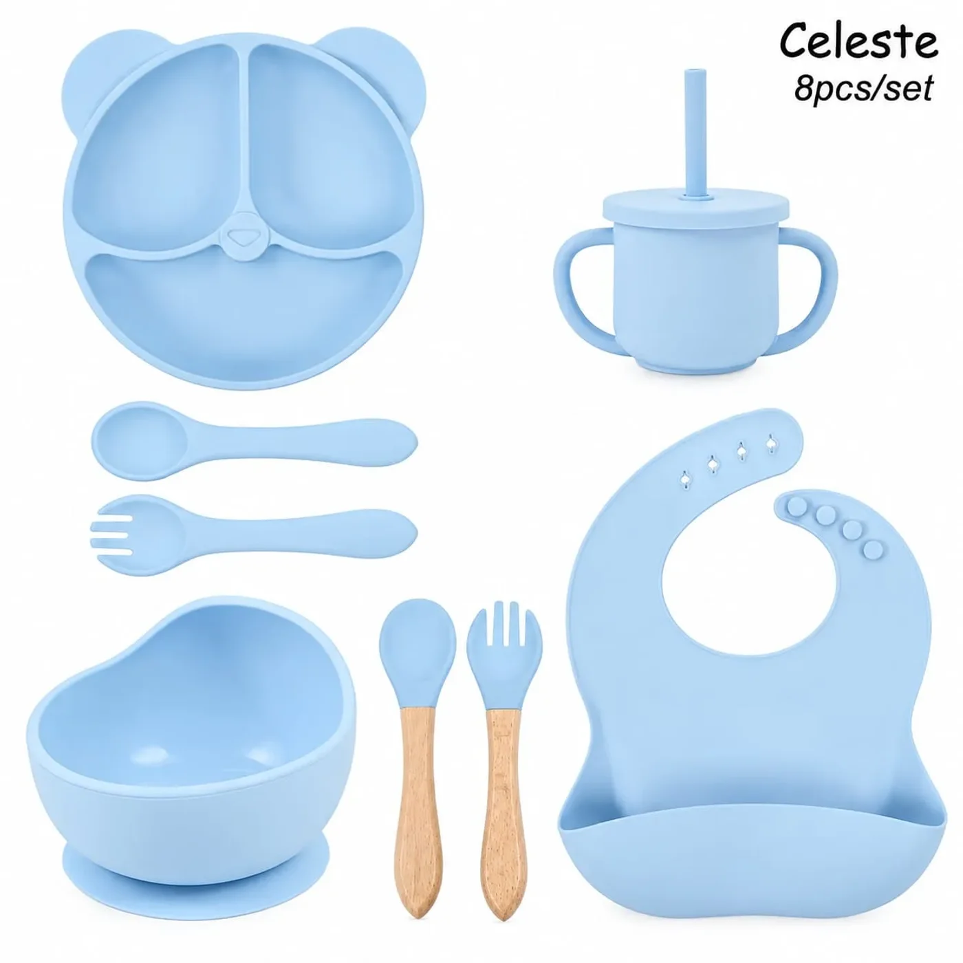 Set x 8 Vajilla en Silicona de Alimentación Complementaria de Oso, vista 2