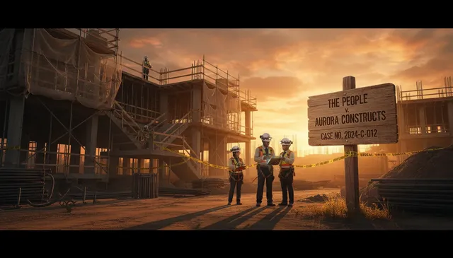 Construcción industrial al atardecer