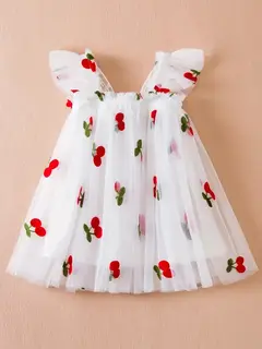 Vestido Cereza Blanco con Rojo