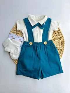 Conjunto de Polo Body con Braga y Corbatín en Rojo y Azul