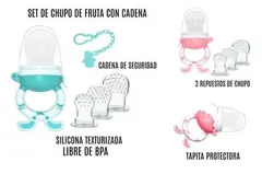 Chupo de Fruta  Con 3 Repuestos y Cadena