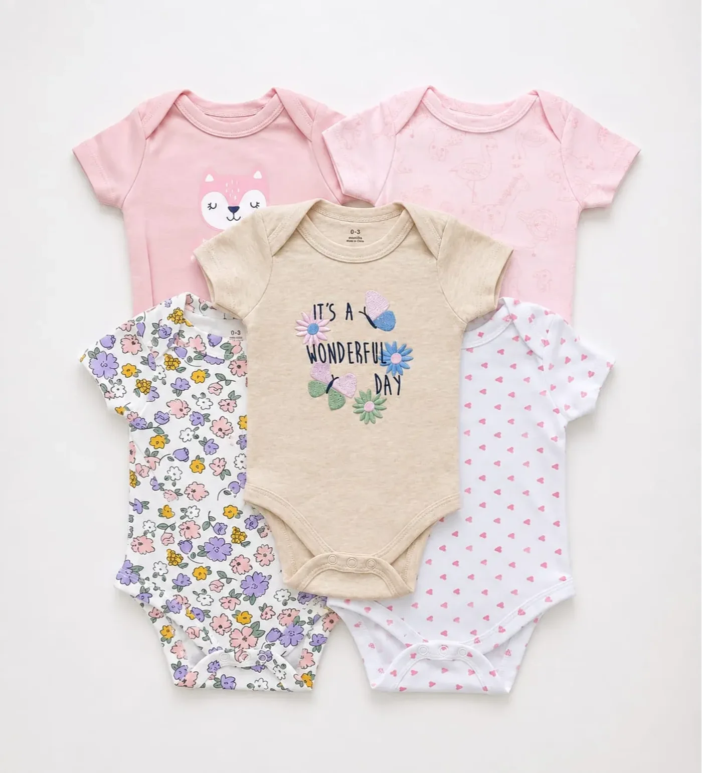 Bodys X 5 Para Bebe Niña variedad