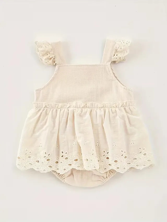 Asoleador Beige con Detalles Mangas Para Bebe Niña