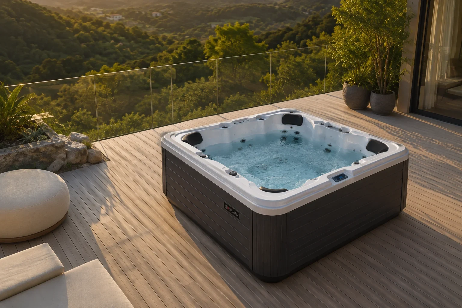 Spa Hermes instalado en una terraza exterior
