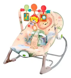 Silla Mecedora Vibradora De Bebé Color Beige Con Toldillo